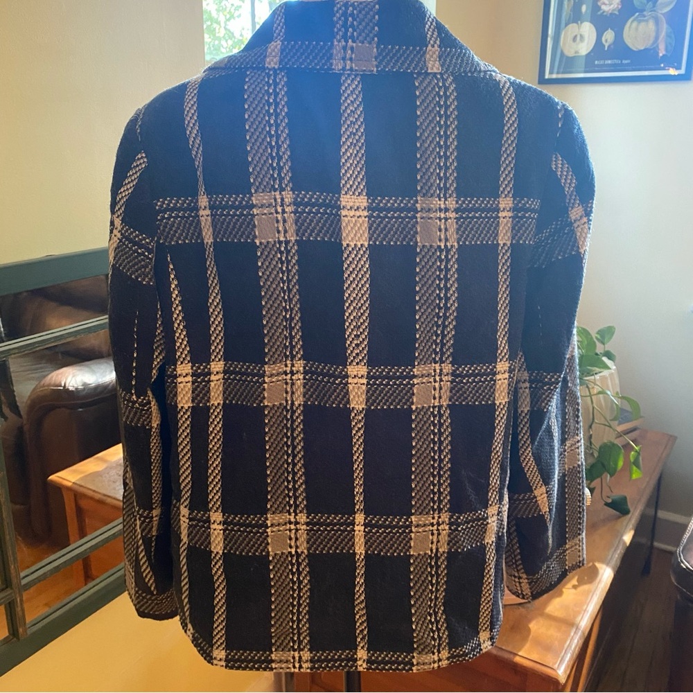 Coldwater Creek Women's Size 16 Jacket Textured Swing Black & White Check Plaid - Picture 3 of 12